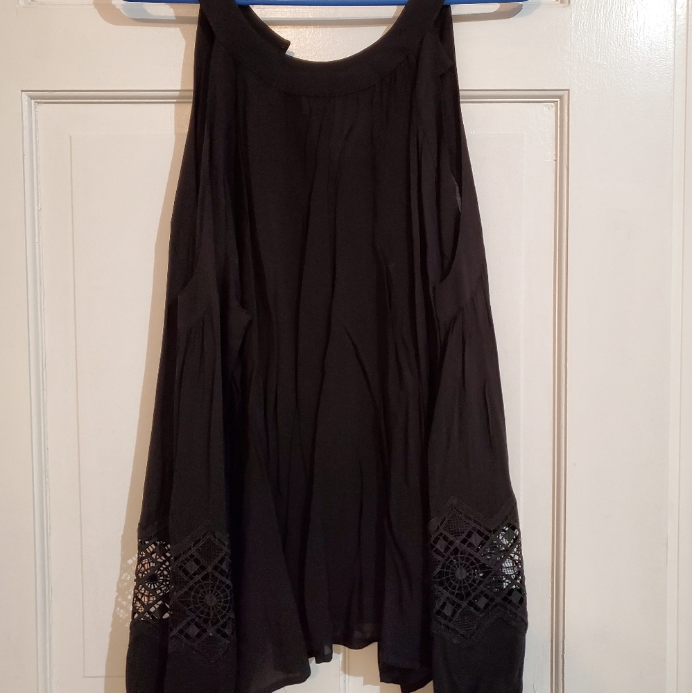 Black,  cold shoulder, long sleeve top